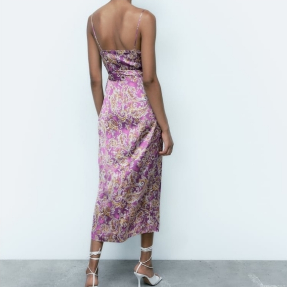 Satin Effect Print Dress Size S - Picture 5 of 9